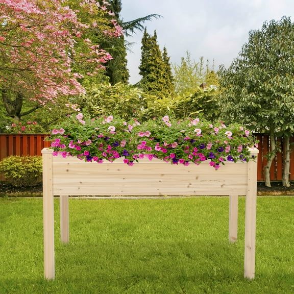 UBesGoo Elevated Wood Planter Raised Garden Bed with Legs for Backyard & Patio