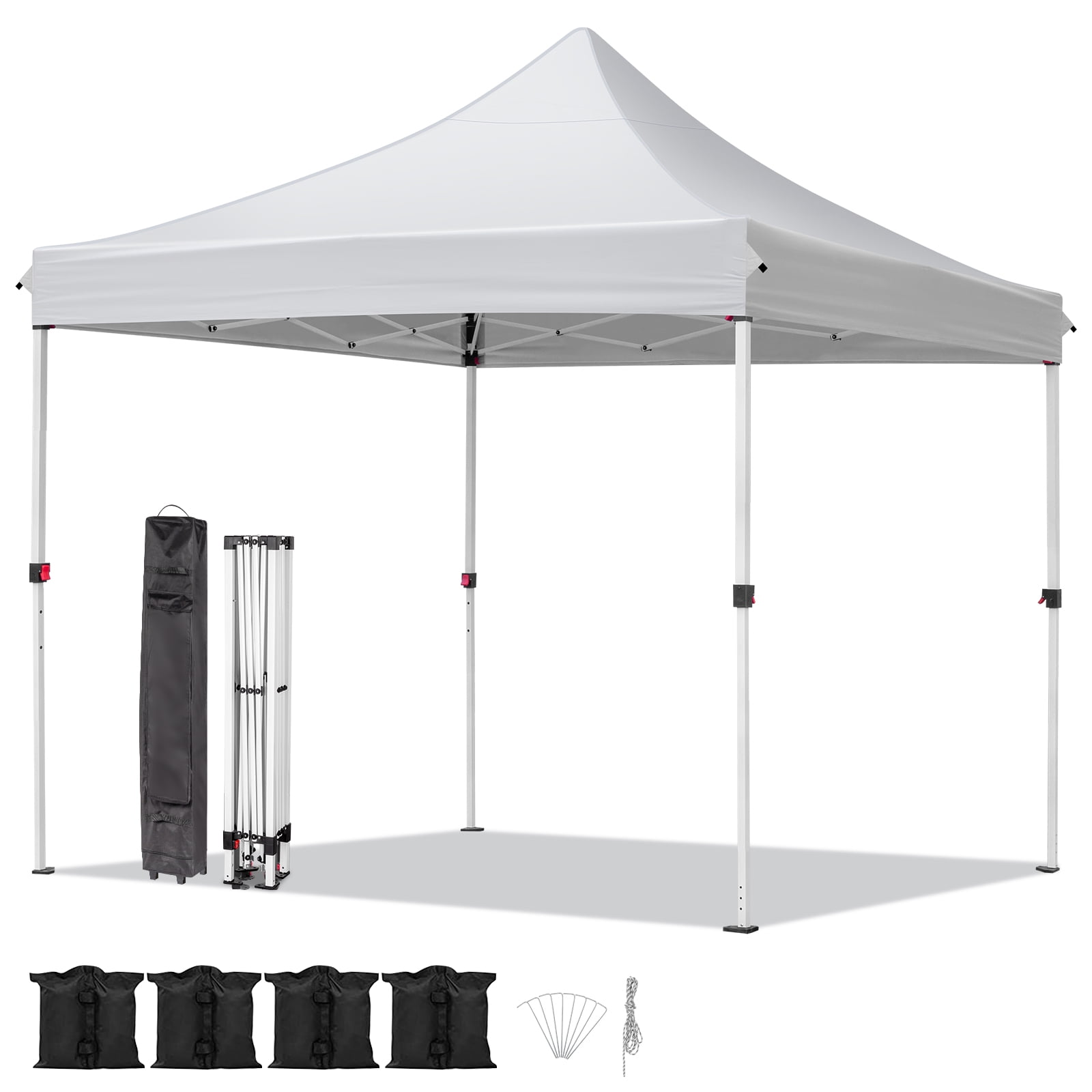 10'x10' Pop Up Event Straight Leg Canopy Tent with Sandbags and Wheeled Case