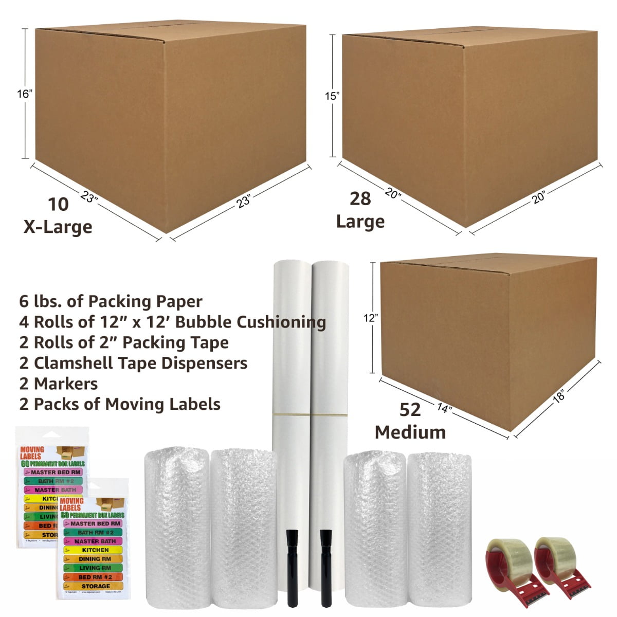 UBmove™ 7 Room Bigger Boxes Kit 78 Boxes + Packing Supplies
