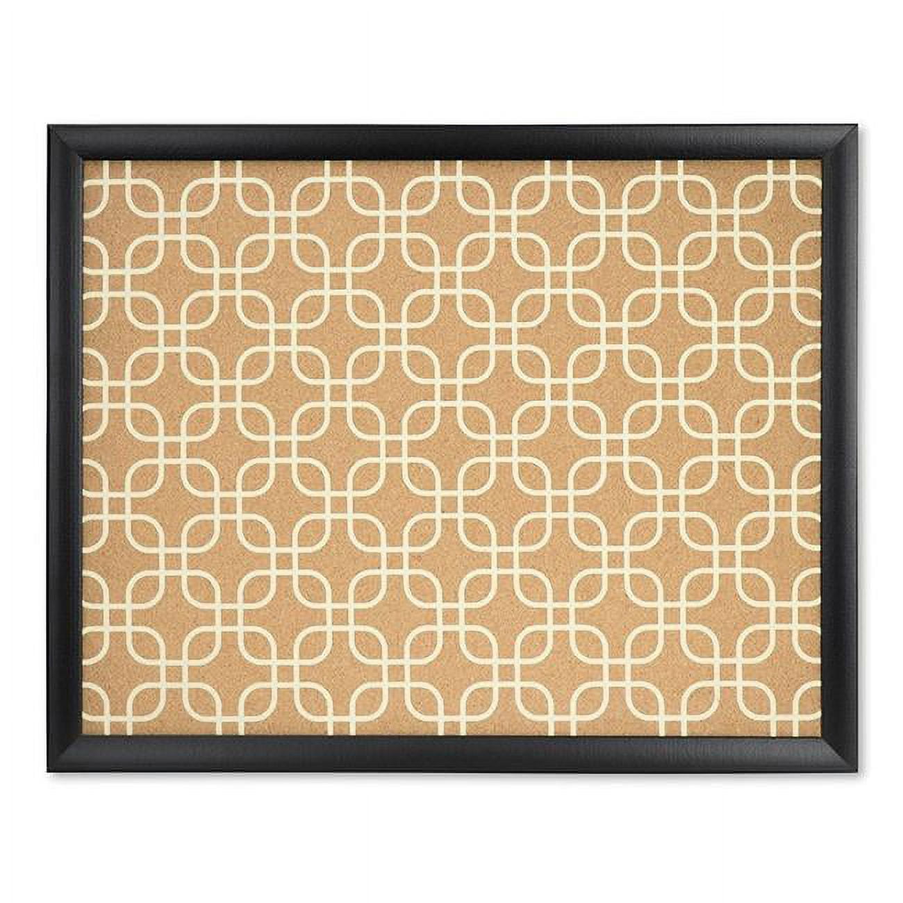 Black Wood Frame Square Cork Bulletin Board with Fashion Print, 20 x 16 Inches