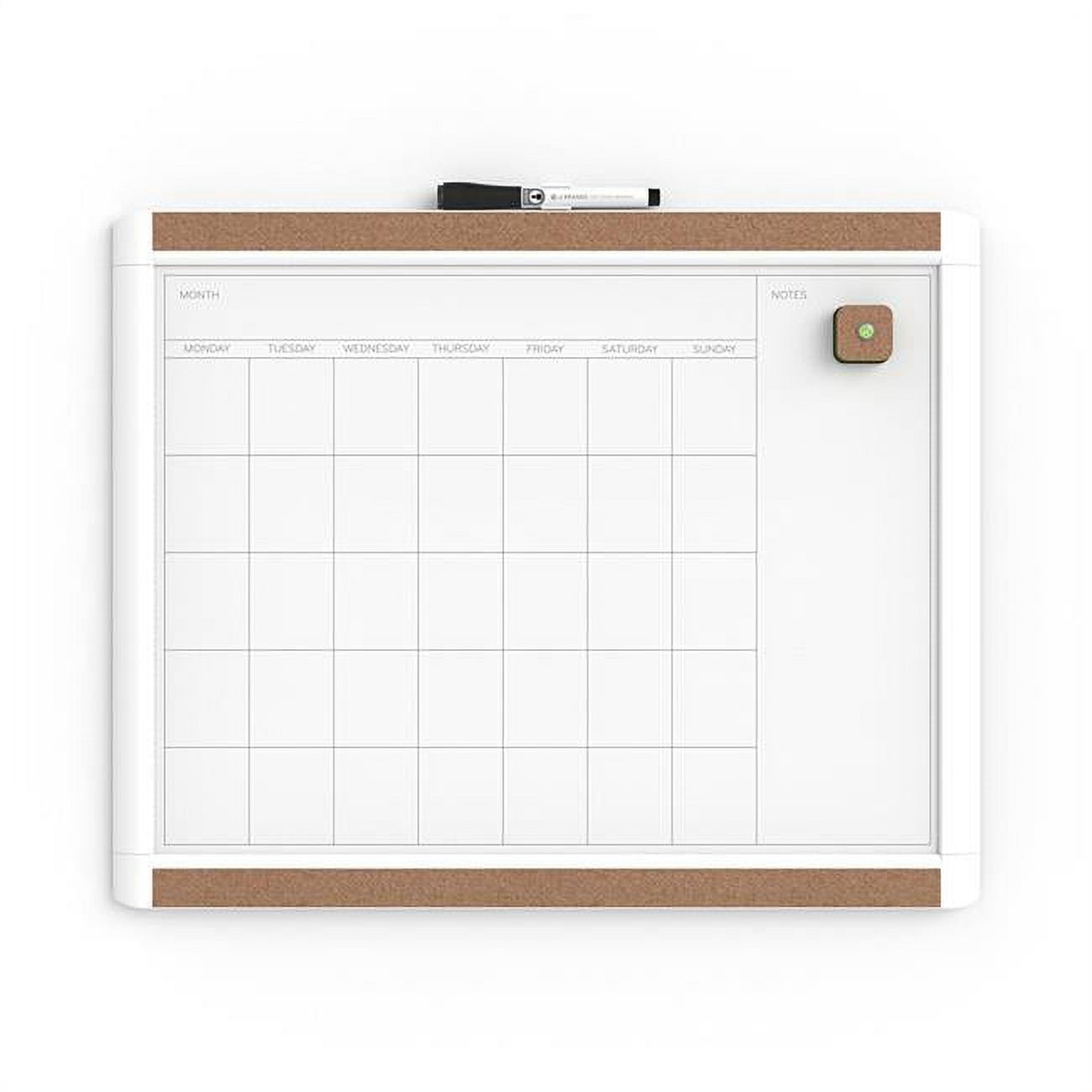 UBrands PinIt Dry Erase Calendar Board 20 x 16 Inches White Frame