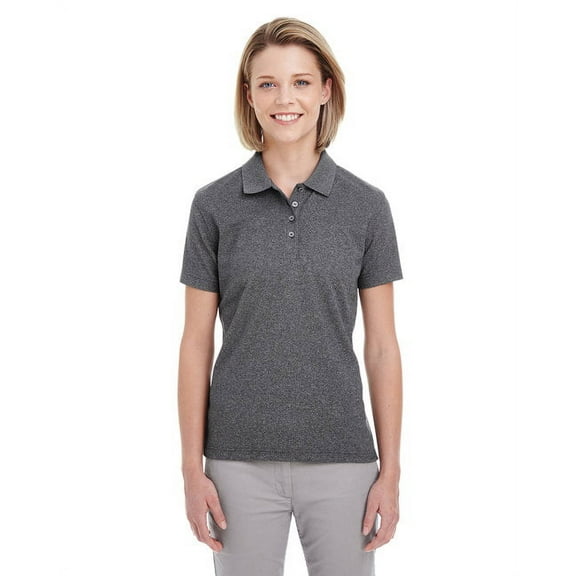 UC100W UltraClub Ladies' Heathered PiquÃ© Polo - Black Heather - L