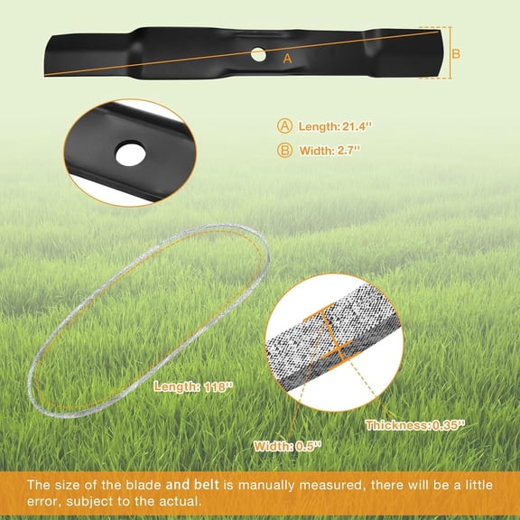 UC22008 Lawn Mower Blades & GX25628 Lawn Mower Belt, 118''x 0.5'' Belt& M170642 Mower Blade Compatible with John Deere 42'' Deck Zero-Turn Z Trak Mower Z315E Z320M Z320R Z335E Z335M Z345M Z345R