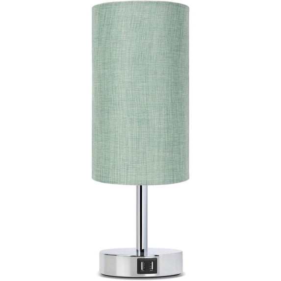 UCACA Bedside Lamp with USB Port - Touch Control Table Lamp for Bedroom 3 Way Dimmable Nightstand Lamp with Round Denim Fabric Shade for Living Room, Dorm, Home Office (LED Bulb Included)