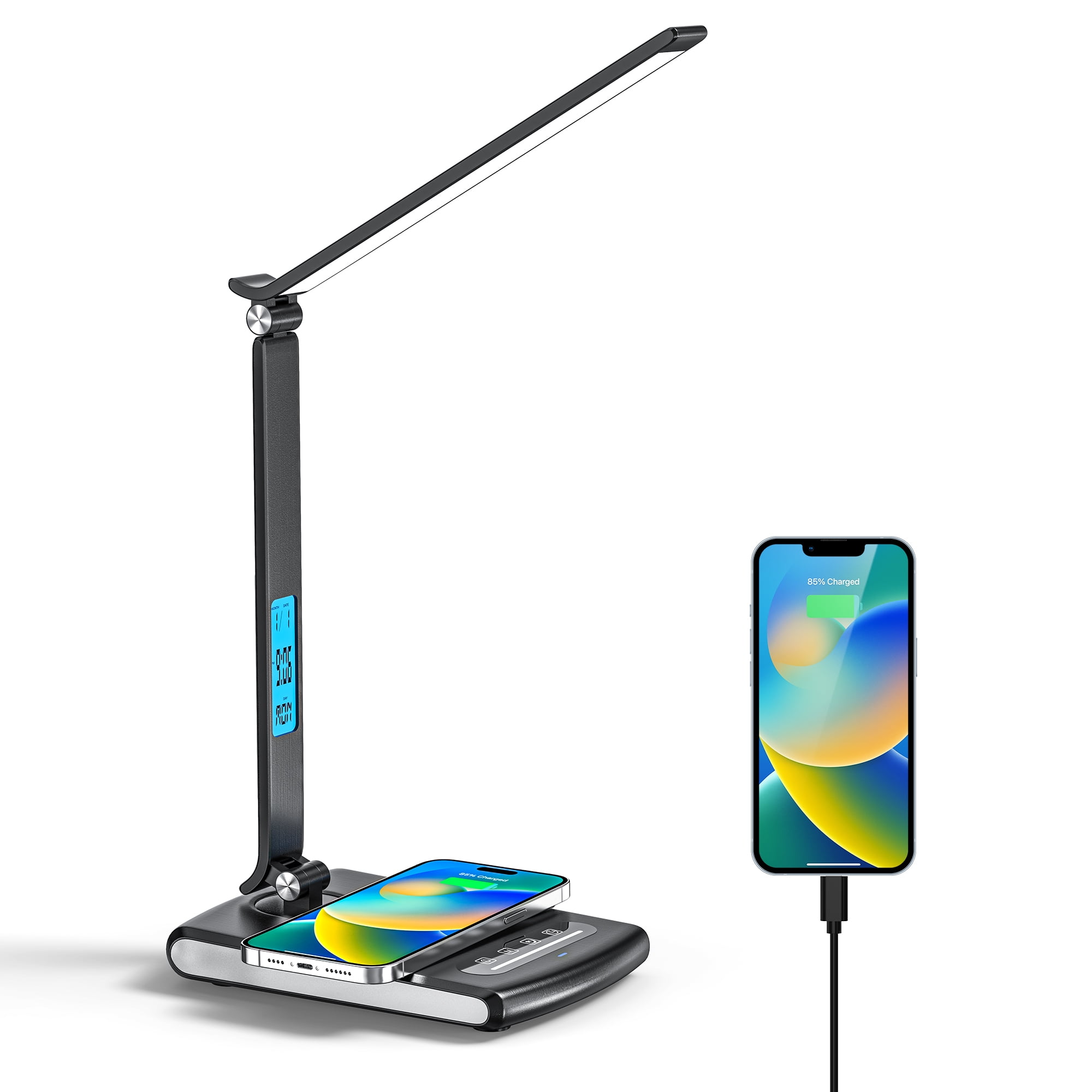 UCACA Desk Lamp USB Charging Port LED Desk Lamp with Wireless Charger