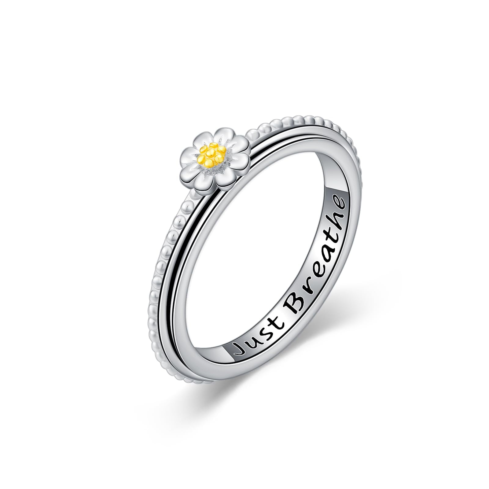 UCADRIT Daisy Fidget Ring Sterling Silver Flower Spinner Ring Daisy ...