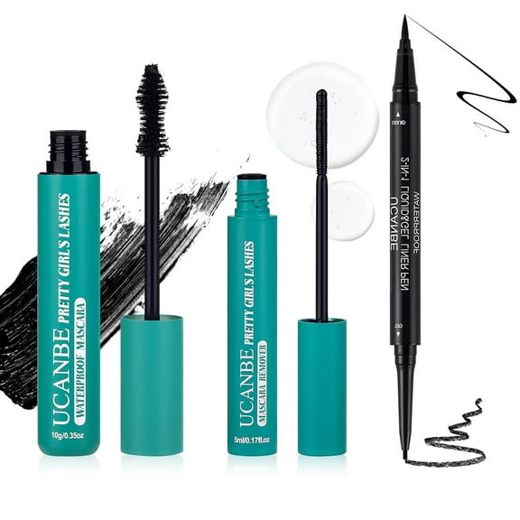 UCANBE Perfect Eye Makeup Duo Set - 2-in-1 Waterproof Eyeliner + Volumizing Mascara & Gentle Remover, Long-Lasting, Smudge-Proof, Travel-Friendly