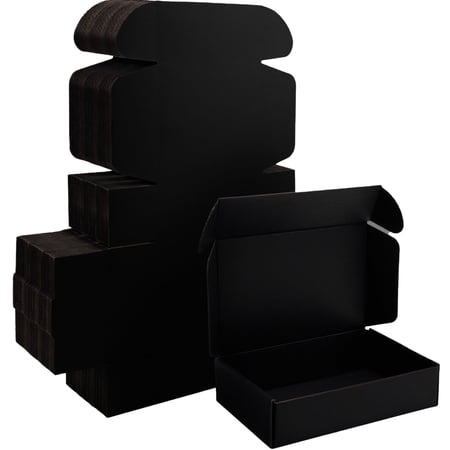 Ucanpack 50 Pcs Corrugated Mailer Box, Made In USA - 12x6x3.5" Literature Box Mailers, Black 3mm Thick Heavy Duty Cardboard E-commerce Business Carton