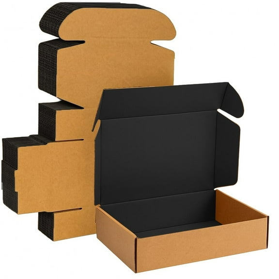 UCANPACK Black Mailer Boxes 14 x 3 x 2" (Color Inside) - 25 Pack Shipping Boxes Medium, 14x3x2 Shipping Boxes - Custom Gift Boxes Made in USA