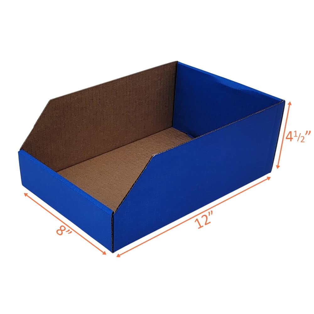 UCANPACK Blue Corrugated Bin (Kraft Inside) 8x12x4 Inches - 50 Pack Blue Corrugated Cardboard Storage Box - Color Boxes Custom Boxes for Small Business Packaging Supplies - Made in USA