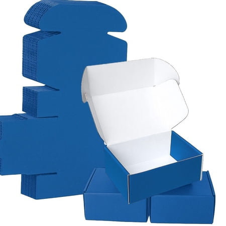 Ucanpack 50 Pcs Corrugated Cardboard Mailer Box, Made In USA- Blue Literature Mailer, 5x5x5" Storage Box, Small Business Essentials, Heavy Duty Moving Boxes