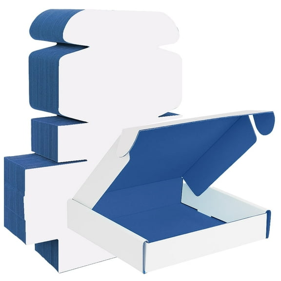 Ucanpack Made In USA- 50 Pcs Cardboard Mailer Boxes For Shipping, 1/8" Thick Boxes For Packaging Moving, Corrugated Storage Carton Bulk, Blue Literature Mailer