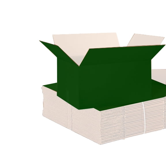 UCANPACK Green Color Shipping Boxes 10 x 6 x 4" (White Inside) - 25 pack Color Shipping Boxes for Gift Packaging - 32ECT B Flute 1/8 inch thick Cardboard Boxes