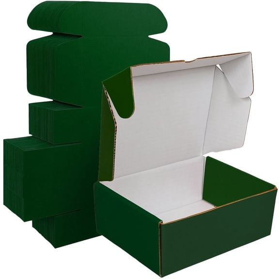 UCANPACK Green Mailer Box 8 x 8 x 4" (White Inside) - 50 pack Color Shipping Boxes for Gift Packing - 32ECT B Flute 1/8 inch thick Small Shipping Boxes