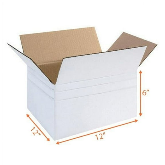 UCANPACK Multi Depth Box (White Top) 12 x 12 x 6" - 25 Pack Multi Depth Boxes for Small Business Packaging Boxes - Made in USA Corrugated Shipping Boxes