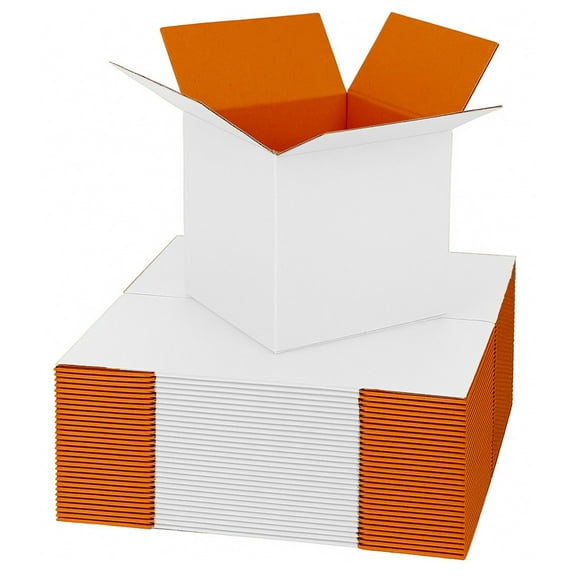 UCANPACK Orange Color Shipping Boxes 5 x 5 x 5" (Color Inside) - 25 Pack Small Shipping Box, 5x5x5 Shipping Boxes - Custom Printed Boxes Made in USA