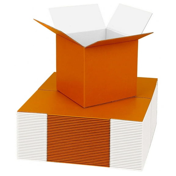 Ucanpack 1/8 Thick Corrugated Shipping Box 25 Pcs, Made In USA- Boxes For Packaging Moving, Orange 10x10x10" Moving Boxes Large, Packaging Box For Small Business