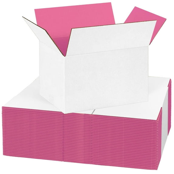 UCANPACK Pink Color Shipping Boxes 10 x 8 x 5" (Color Inside) - 25 Pack Sturdy Corrugated Shipping Boxes, 10x8x5 Shipping Boxes - Custom Printed Boxes Made in USA