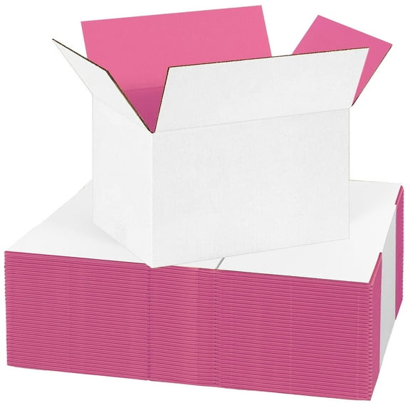 UCANPACK Pink Color Shipping Boxes 8 x 6 x 4" (Color Inside) - 25 Pack Corrugated Packaging Boxes, 8x6x4 Shipping Boxes - Custom Printed Boxes Made in USA
