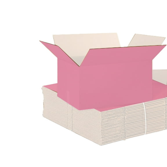 Ucanpack 12x12x4" Cardboard Storage Box, 25 Pcs Large Moving Boxes, Made In USA- Shipping Boxes For Small Business,1/8 Thick Pink Corrugated Shipping Box, Custom Box For Craft