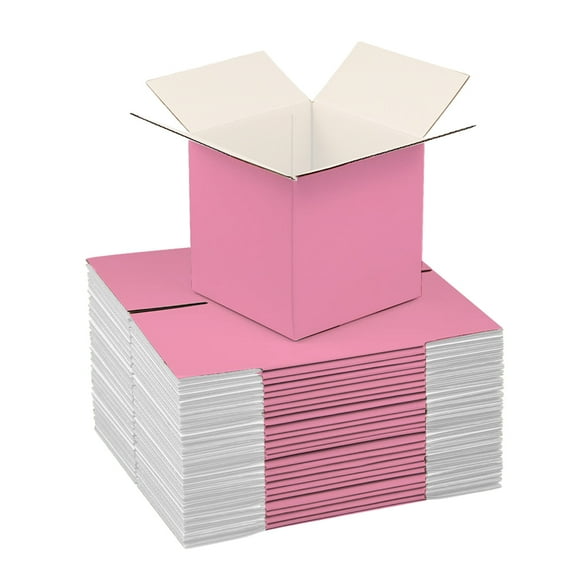 Ucanpack 1/8 Thick Corrugated Shipping Box 25 Pcs, Made In Usa- Boxes For Packaging Moving, Pink Cardboard Boxes 4x4x4", Packaging Box For Small Business
