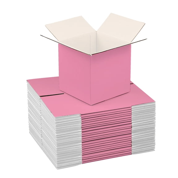 UCANPACK Pink Color Shipping Boxes (White Inside) 7x7x7 Inch (25 Pack) Pink Small Shipping Boxes Bulk - 7x7x7 Shipping Boxes for Small Business, Custom Color Shipping Boxes