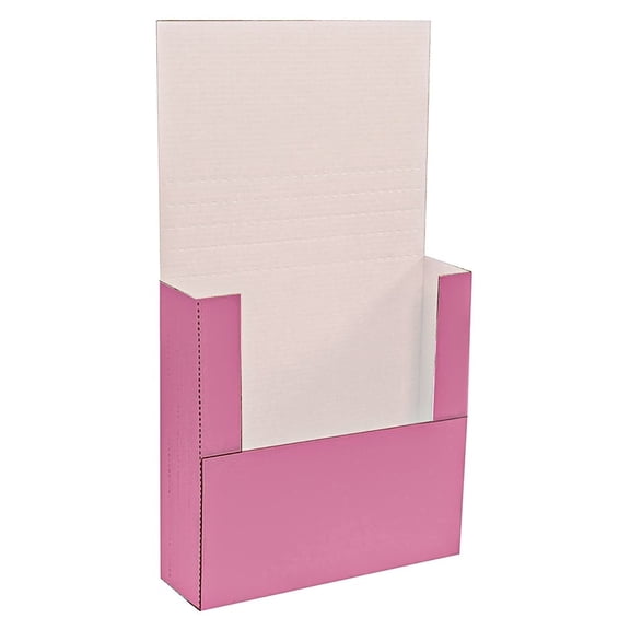 Ucanpack Made In USA, Adjustable Easy Fold Mailer Boxes 7 x 5 x 2", 50 Pcs Corrugated Comic Book Shipping Box, Pink Card Board Record Mailer Carton