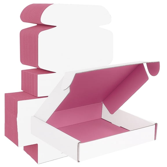 Ucanpack Made In USA- 25 Pcs Cardboard Mailer Boxes For Shipping, 1/8" Thick Boxes For Packaging Moving, Corrugated Storage Carton Bulk, Pink Literature Mailer