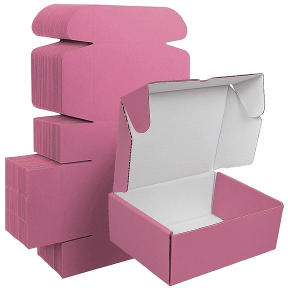 Ucanpack Heavy Duty Boxes For Moving Deluxe Mailer Box Pink Medium , 10 x 10 x 2" - 50 Pcs