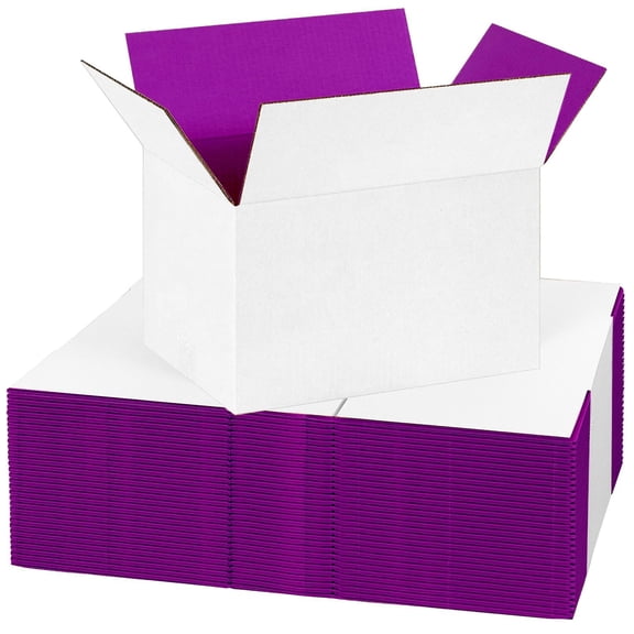 UCANPACK Purple Color Shipping Boxes 12 x 9 x 4" (Color Inside) - 25 Pack Corrugated Packaging Boxes, 12x9x4 Shipping Boxes - Custom Printed Boxes Made in USA