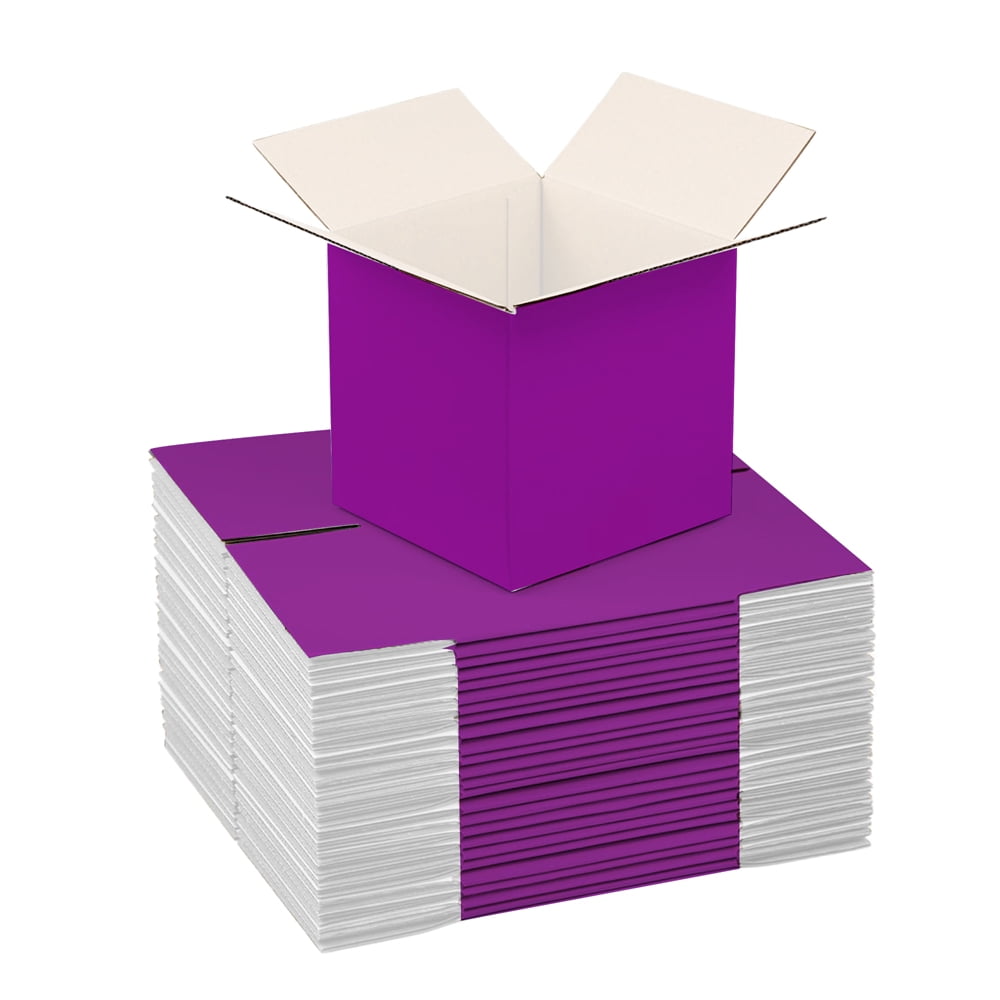 UCANPACK Purple Color Shipping Boxes (White Inside) 7x7x7 Inch (25 Pack) Purple Shipping Box for Moving Boxes - 7x7x7 Shipping Boxes for Small Business, Custom Color Shipping Boxes