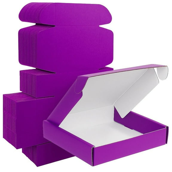 Ucanpack (White Inside) Purple Mailer Box 50 Pcs, Made In USA- 3mm Boxes For Small Business, 6x4x1" Storage Case, Mailing Carton For Shipping, Literature Mailer