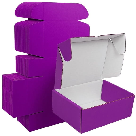 Ucanpack Corrugated Mailer Box 25 Pcs, Made In USA, Purple Boxes For Packaging Small Business, Heavy Duty Moving Boxes, 20x20x4" Shipping Box For Shoes, Packing Supplies, Literature Mailer