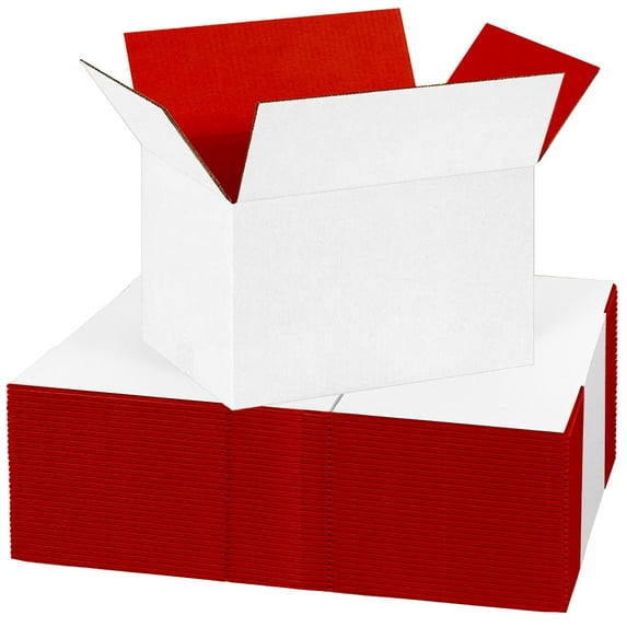 UCANPACK Red Color Shipping Boxes 12 x 8 x 4" (Color Inside) - 25 Pack Corrugated Cardboard Shipping Boxes, 12x8x4 Shipping Boxes - Custom Shipping Boxes Made in USA