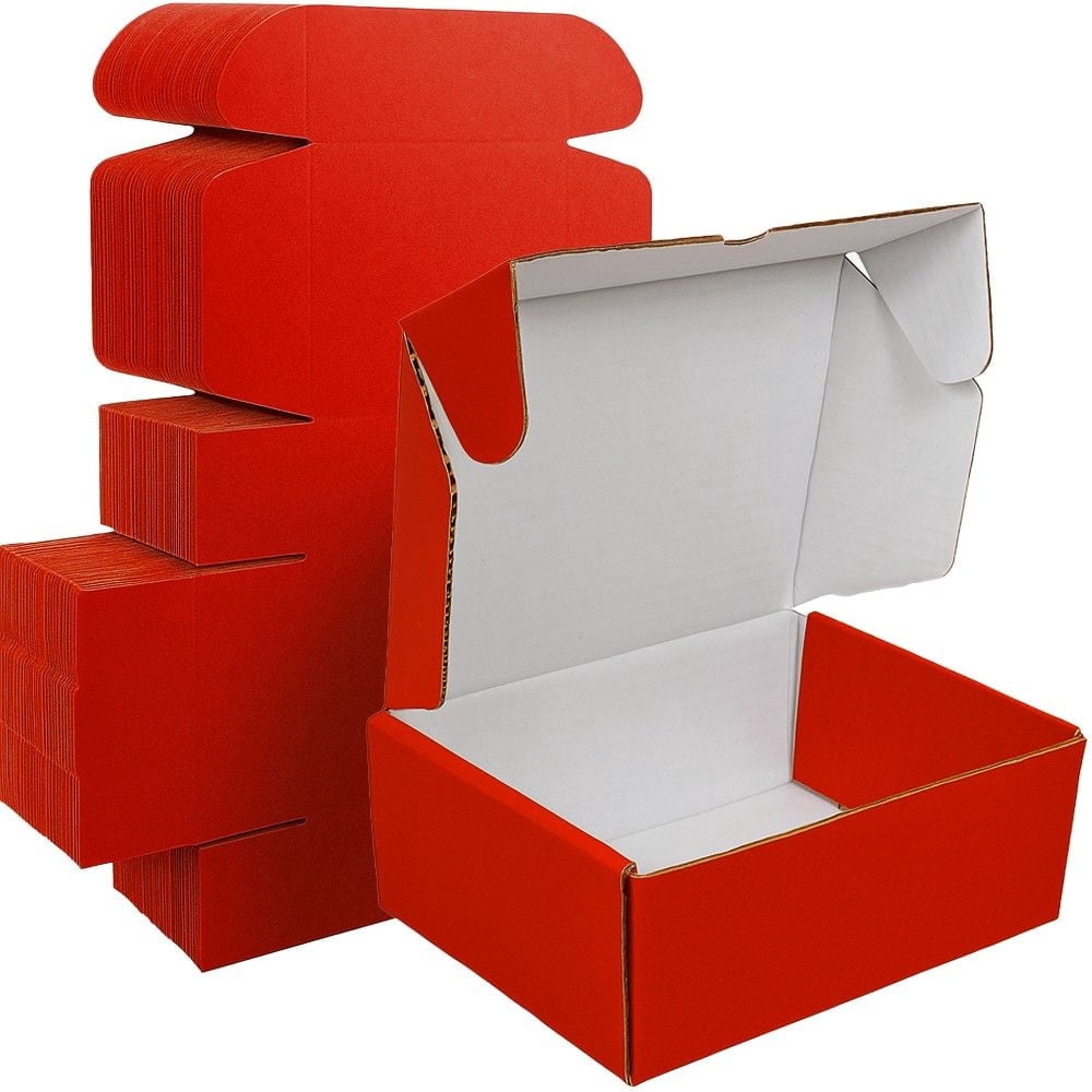 Ucanpack Heavy Duty Boxes For Moving Red Deluxe Mailer Box Medium , 12 x 9¼ x 2" - 50 Pcs