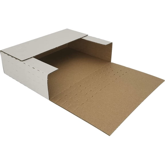 Ucanpack 50 Pack Easy Fold Mailers, White/Kraft Corrugated Cardboard Shipping Boxes - 7x5x2"