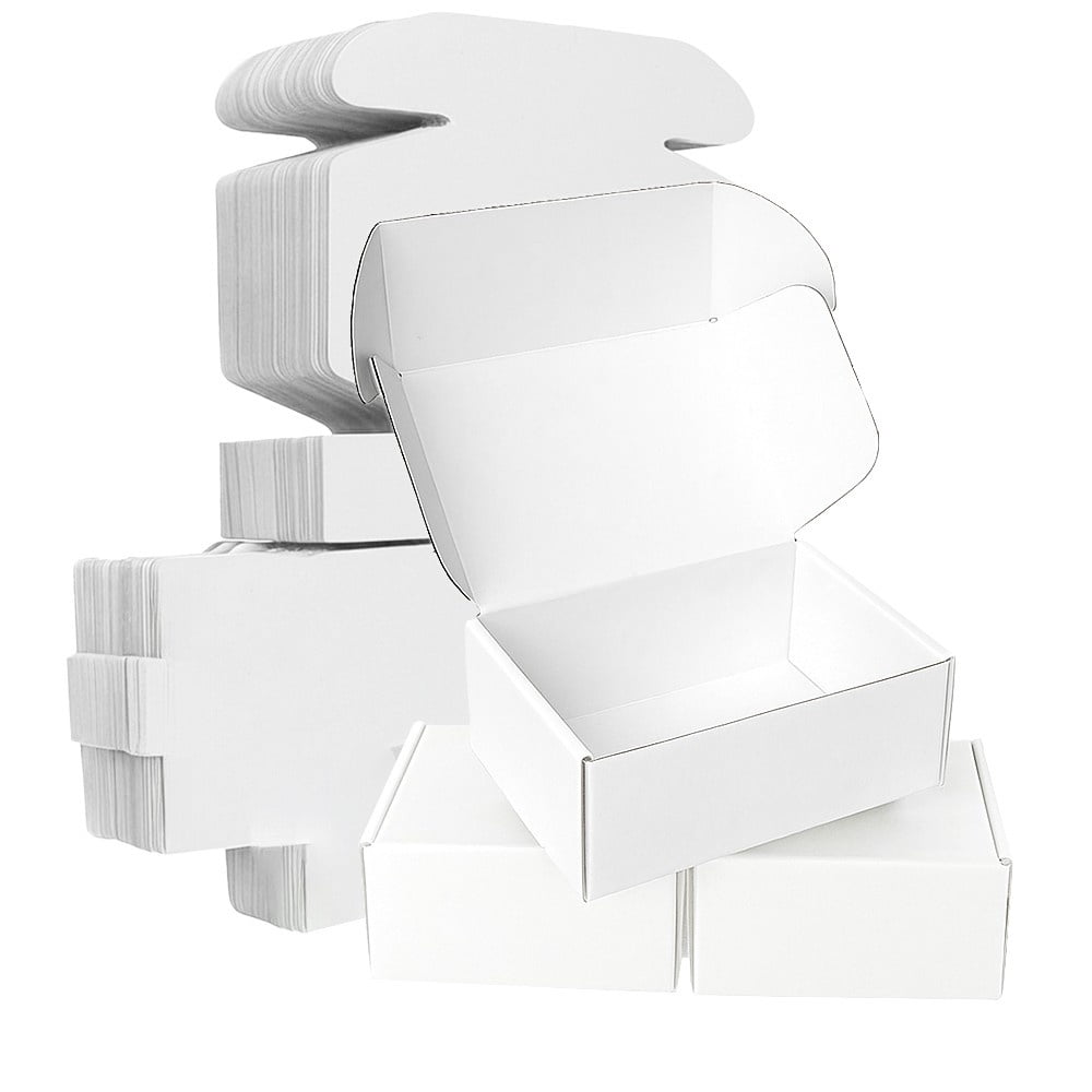 Ucanpack E Flute Corrugated Mailer Boxes 6x6x6", Made In USA, White Tab Lock Tuck Top Box For Gifts 50 Pcs, Moving Boxes For Small Business, Heavy Duty Shipping Carton