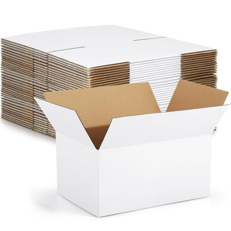 UCANPACK White Shipping Box Large 12 x 12 x 4" - 25 Pack Corrugated Shipping Boxes for Small Business Packaging Boxes - Made in USA Corrugated Shipping Boxes