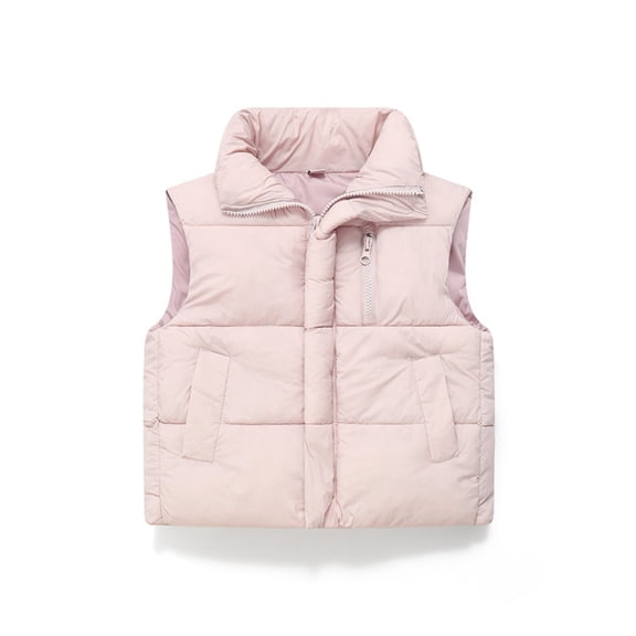 UCAY Girls Boys Down Puffer Vest Sleeveless Puffy Stand Up Collar Jackets Winter Zip Up Waistcoat Outerwear (Light Pink, 3-4 Years)