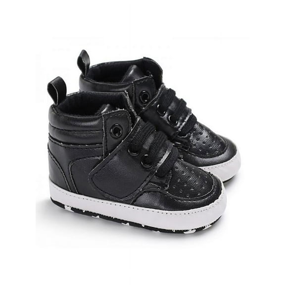 UCCDO Baby Boys Antislip PU High Top Soft Sole Shoes for 0-22 Months