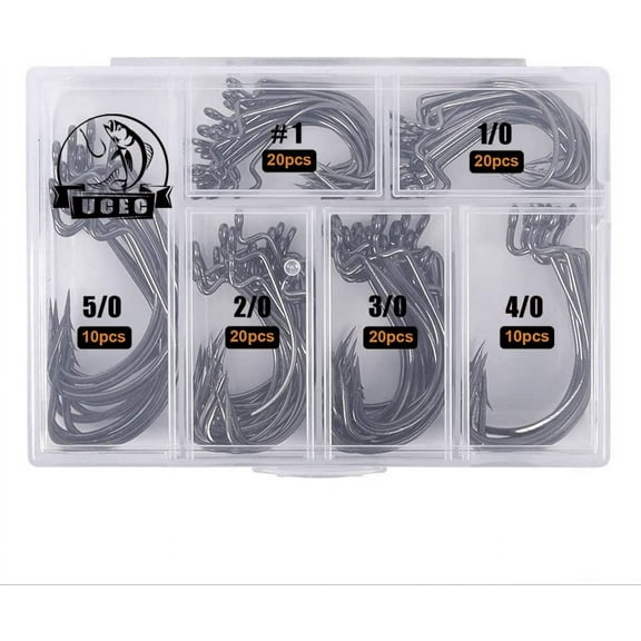 UCEC 100 pcs 2X Strong Fishing Hooks