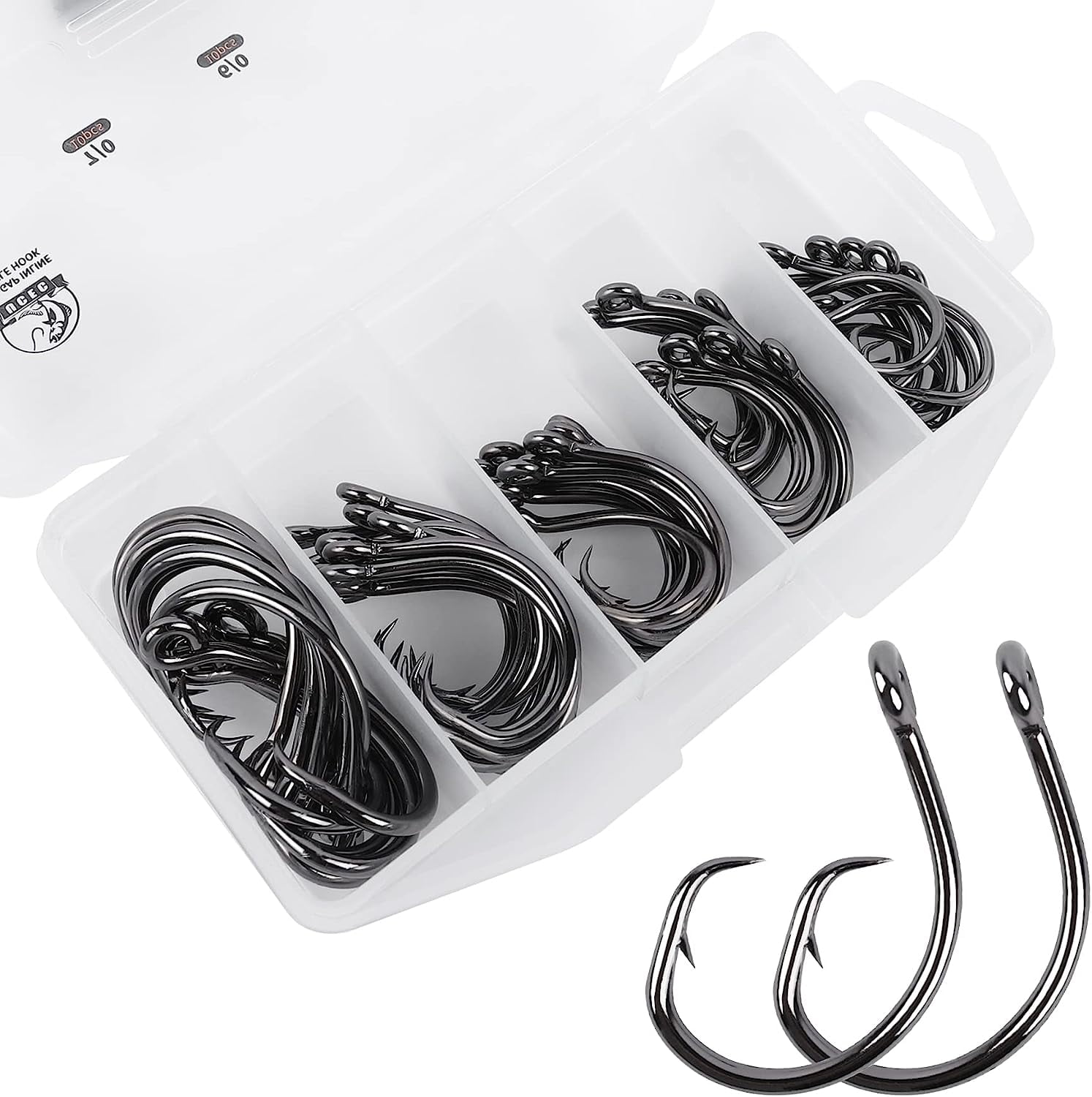 UCEC 50PCS Catfish Hooks Wide Gap inLine for Saltwater Freshwater, 30