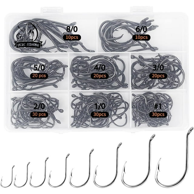 UCEC Circle Hooks Octopus Hooks for Saltwater Freshwater, 170pcs/box