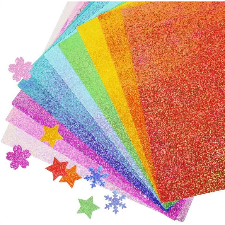 Heavyweight Glitter Cardstock Paper - 110lb. / 300gsm - 50 Sheets A4 Colored Craft Card Stock for Craft Project, DIY, Gift Wrapping, Birthday Party