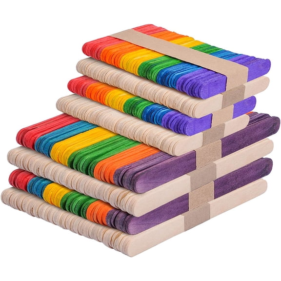UCEC Wooden Craft Sticks, 400 Pcs Colored Natural Wooden Sticks Popsicle Stick for Kids DIY Handcraft