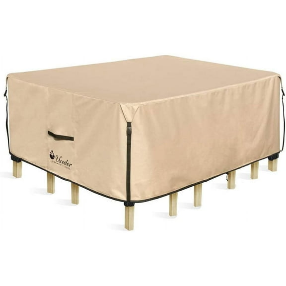 UCEDER Rectangular Patio Heavy Duty Table Cover TPU Back Side Coating Outdoor Dining Table Chair Set Cover fit Square/Round Patio Table and 4-6 Standard Chairs88x62 inches