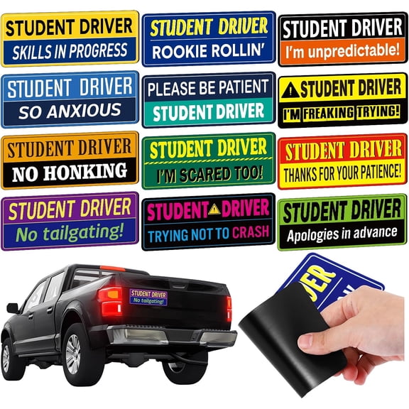 UCEI 12 Pack Funny Student Driver Magnets for Car 7.87" Humorous Bumper Signs