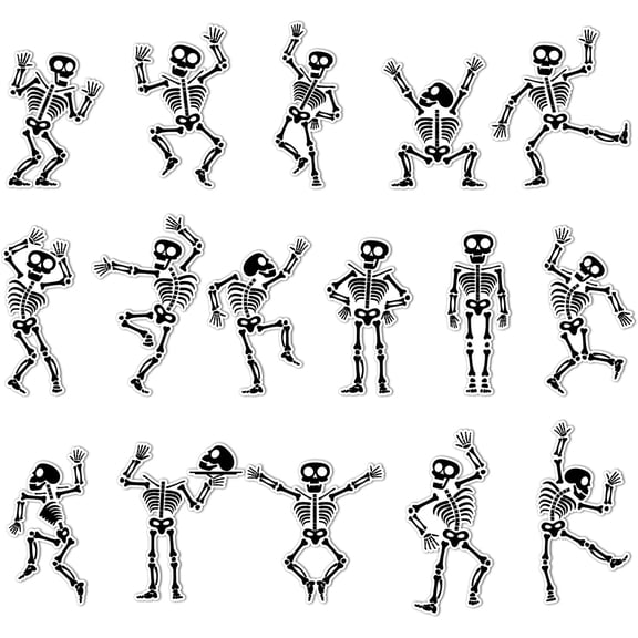 UCEI 16PC Halloween Dancing Skeleton Magnets Die-Cut Funny Fridge Stickers