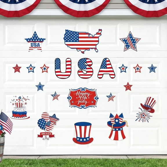 UCEI 22Pcs 4th Of July Garage Door Magnets Large USA Map Magnetic Decals