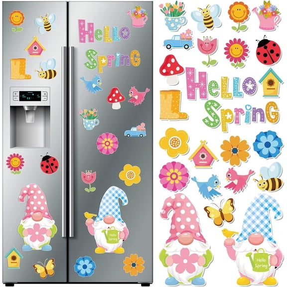 UCEI 24 Pcs Hello Spring Gnome Fridge Magnets Large Magnetic Stickers